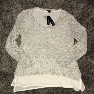 Sheer lined sequin sweater